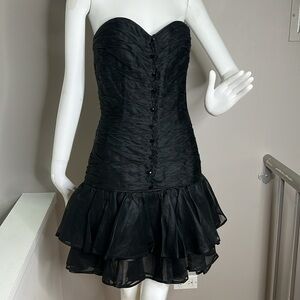 Ungaro Paris Sz 8 Vintage 1980’s Toole Silk Strapless Bustier Short Dress